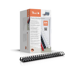 Peach PB450-02 Lot de 50 reliures en plastique Noir Format A4 50 mm 500 feuilles