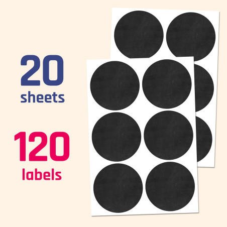 120 Pièces, Étiquettes Autocollantes pour Bocaux, Tableau Noir Effaçable - 50mm