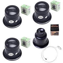 Zasjon Loupes de Bijoutier - 5 Pièces Portables 5X 10x 15x 20x Avec Porte-Fil Pour Montre, Horloge, Réparation - Kit d'Oeil Port
