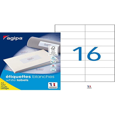 agipa Étiquettes universelles 119012, 105 x 37 mm avec gâchette