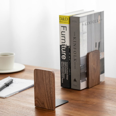 Muso Wood 1 Paire de Serre-Livres en Bois - Serre-Livres décoratifs pour étagères - Butoir de Livre Robuste pour Cadeau/Maison/B