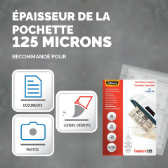 FELLOWES Boîte de 25 pochettes de plastification format A4, 2x 125 microns