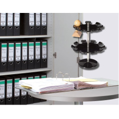 MAUL porte tampon ronds 14x19x14 cm | Organiseur bureau pour 18 tampons | Plateau rotatif avec socle Ø 8,5 cm | Porte tampon en