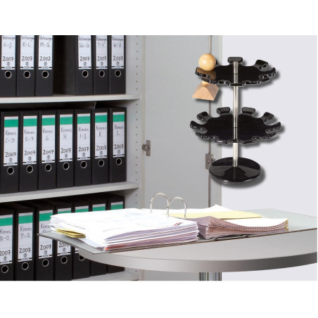 MAUL porte tampon ronds 14x19x14 cm | Organiseur bureau pour 18 tampons | Plateau rotatif avec socle Ø 8,5 cm | Porte tampon en