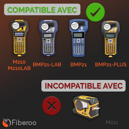 Recharge compatible M21-1500-427 pour M210, BMP21 PLUS & BMP21 LAB ne convient pas pour M211 Ruban étiquette adhésive vinyl impr