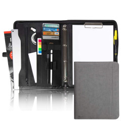 Vebon® Portfolio A4 "Berlin" I Fermeture Éclair + porte-bloc I Conférencier support document + sacoche pour ordinateur portable