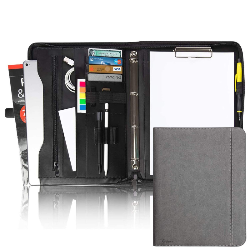 Vebon® Portfolio A4 "Berlin" I Fermeture Éclair + porte-bloc I Conférencier support document + sacoche pour ordinateur portable Vebon® Portfolio A4 "Berlin" I Fermeture Éclair + porte-bloc I Conférencier support document + sacoche pour ordinateur portable