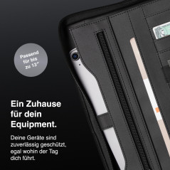 Vebon® Portfolio A4 "Berlin" I Fermeture Éclair + porte-bloc I Conférencier support document + sacoche pour ordinateur portable 