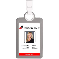 Porte-badge vertical avec cordon tour de cou en silicone robuste pour carte d'identité, cartes de visite, fournitures de bureau,