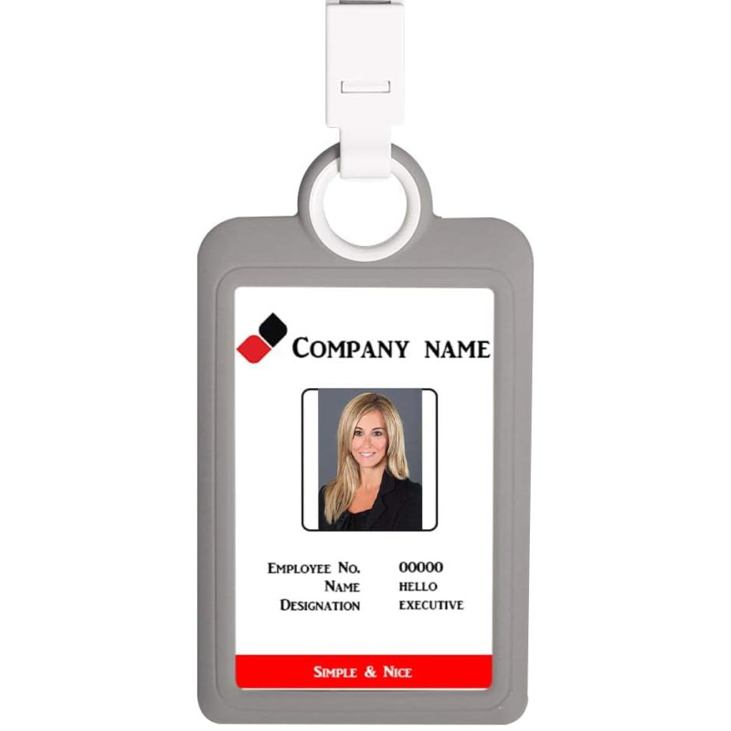 Porte-badge vertical avec cordon tour de cou en silicone robuste pour carte d'identité, cartes de visite, fournitures de bureau,