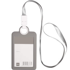 Porte-badge vertical avec cordon tour de cou en silicone robuste pour carte d'identité, cartes de visite, fournitures de bureau,