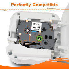 5x Labelwell Ruban pour Étiqueteuse Compatible pour Brother TZe-251 TZe251 TZ-251 24mm pour Brother PT-P710BT PT-P750WVP PT-P750