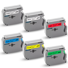 XemaX Lot de 6 rubans d'étiquettes de rechange 9 mm x 8 m pour Brother M-K121 M-K221 M-K421 M-K521 M-K621 M-K721 P-Touch MK Comp