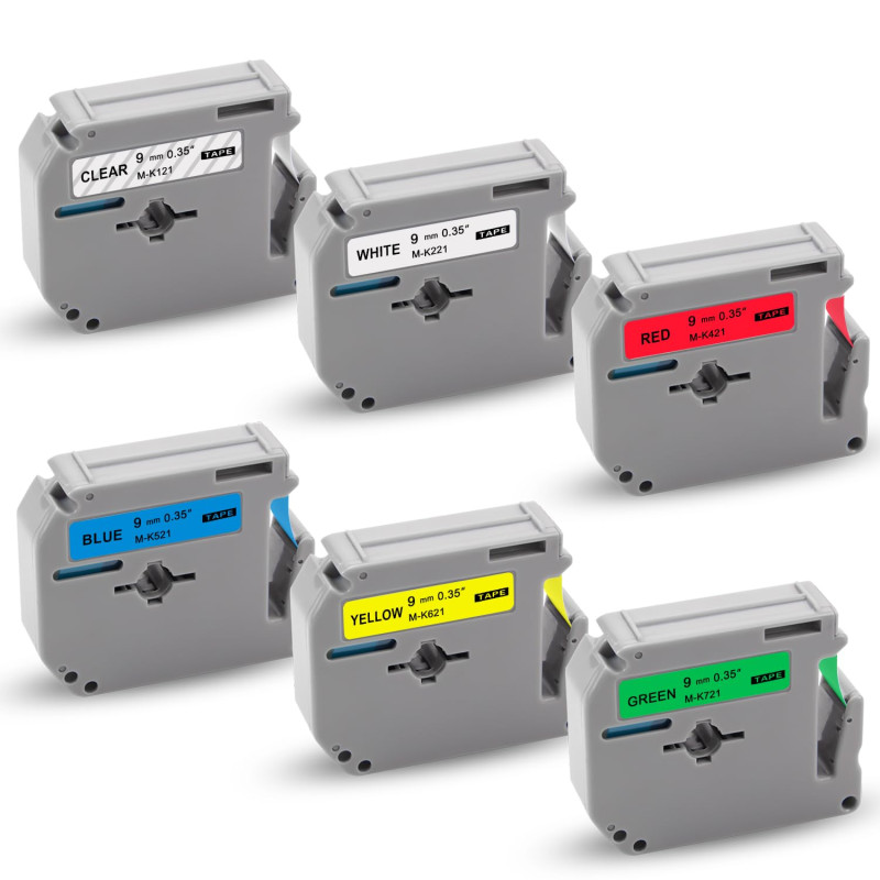 XemaX Lot de 6 rubans d'étiquettes de rechange 9 mm x 8 m pour Brother M-K121 M-K221 M-K421 M-K521 M-K621 M-K721 P-Touch MK Comp XemaX Lot de 6 rubans d'étiquettes de rechange 9 mm x 8 m pour Brother M-K121 M-K221 M-K421 M-K521 M-K621 M-K721 P-Touch MK Comp