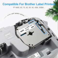 XemaX Lot de 6 rubans d'étiquettes de rechange 9 mm x 8 m pour Brother M-K121 M-K221 M-K421 M-K521 M-K621 M-K721 P-Touch MK Comp