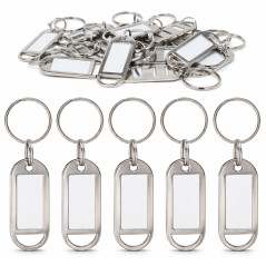 Porte-clés Métallique avec Étiquette à Écrire – Set Réutilisable, Étiquette Amovible et Protection Transparente – 5 Pièces pour