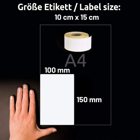 LEYF Étiquette d'expédition 100 mm x 150 mm - Noyau de 1 Pouces - 1 rouleaux de pack d'étiquettes x 370 pièces par rouleau = 370
