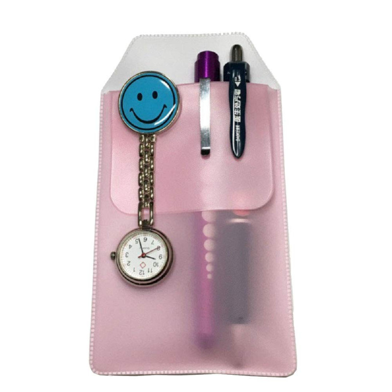 FSSTUD 12 PCS Scrub Transparent Médecins Sac de Stylo Infirmiere Pochette Protecteur de Poche Rose