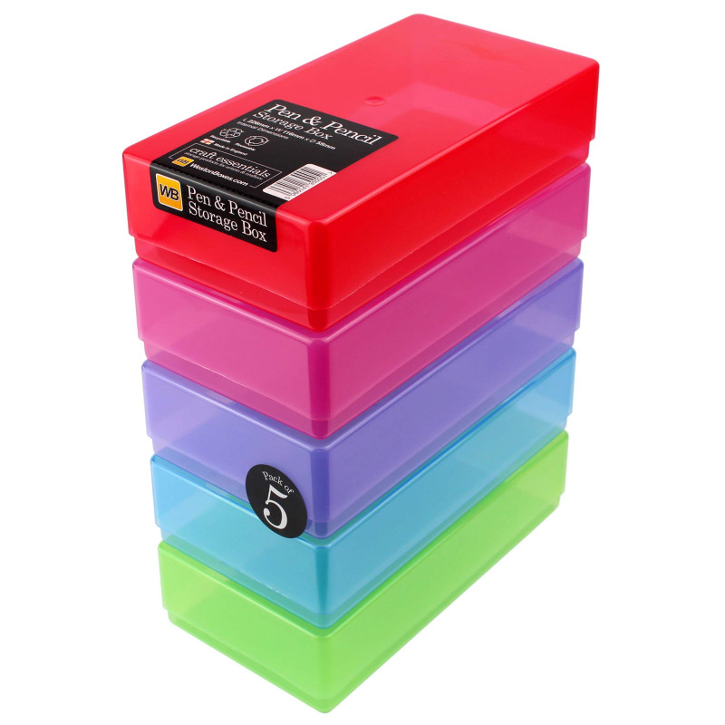 WestonBoxes Essentiels de Papeterie pour Stylos, Crayons et Outils - Boîtes de Rangement en Plastique avec Couvercles (Multicolo WestonBoxes Essentiels de Papeterie pour Stylos, Crayons et Outils - Boîtes de Rangement en Plastique avec Couvercles (Multicolo