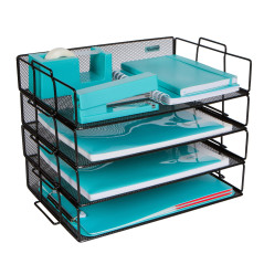 Dasher Products Organisateur de Bureau à Plateau de Papier empilable, à 4 Niveaux pour Les Entreprises. Organiser des fichiers,