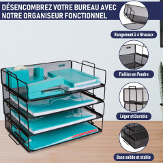 Dasher Products Organisateur de Bureau à Plateau de Papier empilable, à 4 Niveaux pour Les Entreprises. Organiser des fichiers,