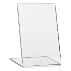 VITAdisplays Présentoir publicitaire DIN A6, Présentoir en L, Présentoir en L au format vertical, Présentoir de table en PLEXIGL