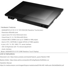 Aihasd Nextion 7.0" LCD Module Touch Display Intelligent Series NX8048P070-011R-Y HMI IPS RGB 65K Resistive Touchscreen With Enc