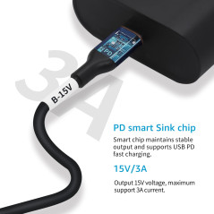 DSD TECH MagicConn SH-CP15B Câble d'alimentation USB Type C PD vers DC(55x21)-15V