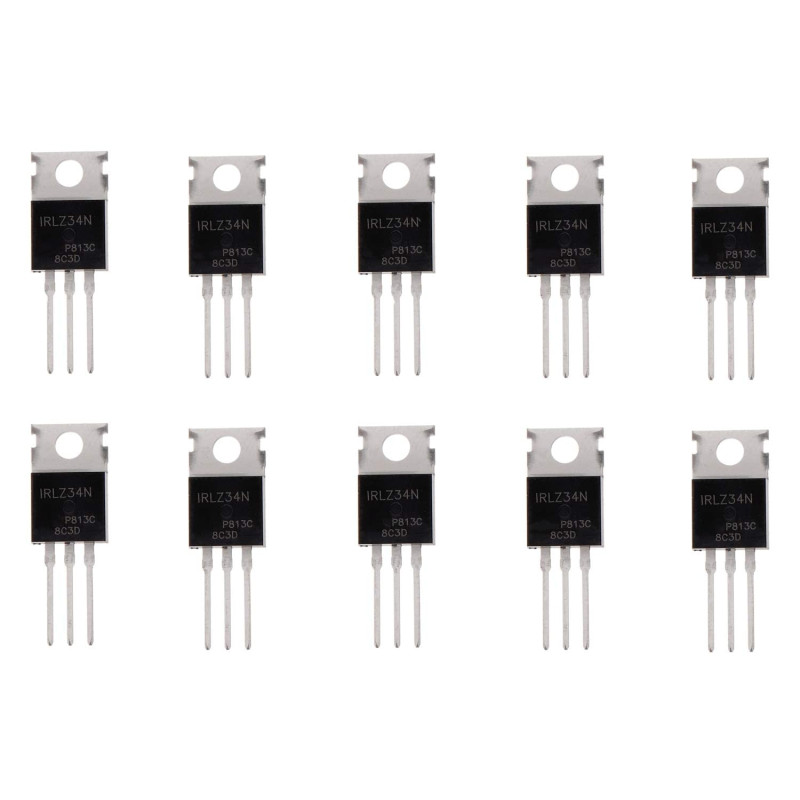 BOJACK IRLZ34N MOSFET 30 A 55 V IRLZ34NPBF Transistors à effet de champ à canal N TO-220AB (paquet de 10 pièces) BOJACK IRLZ34N MOSFET 30 A 55 V IRLZ34NPBF Transistors à effet de champ à canal N TO-220AB (paquet de 10 pièces)