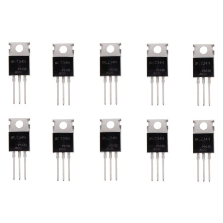 BOJACK IRLZ34N MOSFET 30 A 55 V IRLZ34NPBF Transistors à effet de champ à canal N TO-220AB (paquet de 10 pièces)