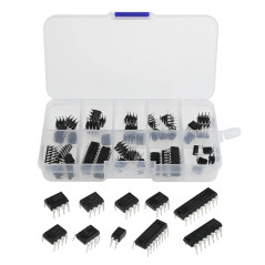 ECSiNG 50 pièces 10 types de puce de circuit intégré Kit d'assortiment basse tension LM324 LM358 LM386 LM393 UA741 NE5532 NE555