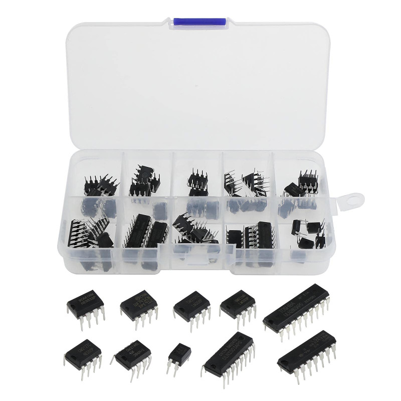 ECSiNG 50 pièces 10 types de puce de circuit intégré Kit d'assortiment basse tension LM324 LM358 LM386 LM393 UA741 NE5532 NE555 ECSiNG 50 pièces 10 types de puce de circuit intégré Kit d'assortiment basse tension LM324 LM358 LM386 LM393 UA741 NE5532 NE555