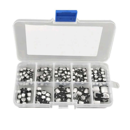 DollaTek SMD Condensateurs Assortis Boîte, 145pcs de 10 valeurs 0.47 à 470uF SMD Condensateurs électrolytiques Assortiment