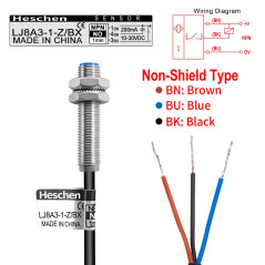 Heschen M8 capteur de proximité inductif interrupteur Type de bouclier LJ8A3-1-Z/BX détecteur 1mm 10-30VDC 200mA NPN normalement