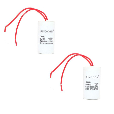 DollaTek 2Pcs CBB60 AC 450V 15UF Condensateur de Fonctionnement du Moteur de Cylindre conducteur 2 Fils