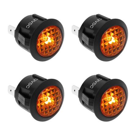 4pcs Jaune LED Voyant d'avertissement DC 12V 2 Broches Montage sur Panneau Voyant Lumineux pour Voiture Bateau Moteur Électrique