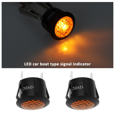 4pcs Jaune LED Voyant d'avertissement DC 12V 2 Broches Montage sur Panneau Voyant Lumineux pour Voiture Bateau Moteur Électrique
