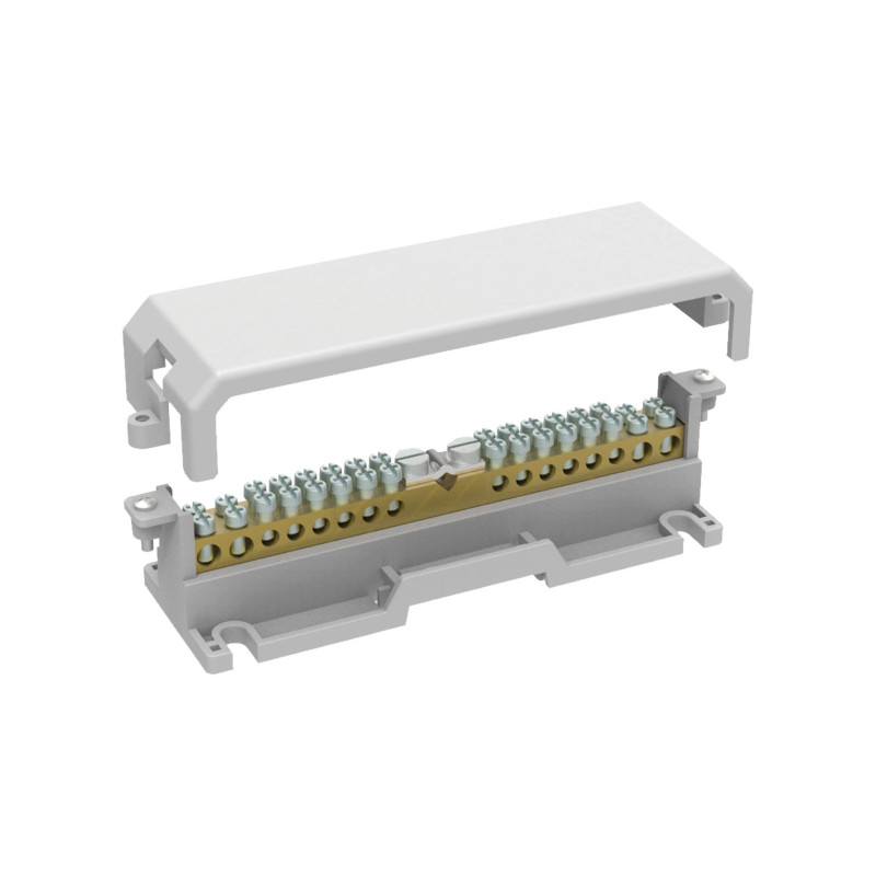 Arnocanali TP2309 Bornier de terre pour connexions équipotentielles avec couvercle, avec tige en laiton de 17 trous, multicolore Arnocanali TP2309 Bornier de terre pour connexions équipotentielles avec couvercle, avec tige en laiton de 17 trous, multicolore