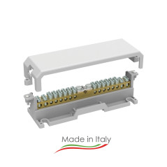Arnocanali TP2309 Bornier de terre pour connexions équipotentielles avec couvercle, avec tige en laiton de 17 trous, multicolore