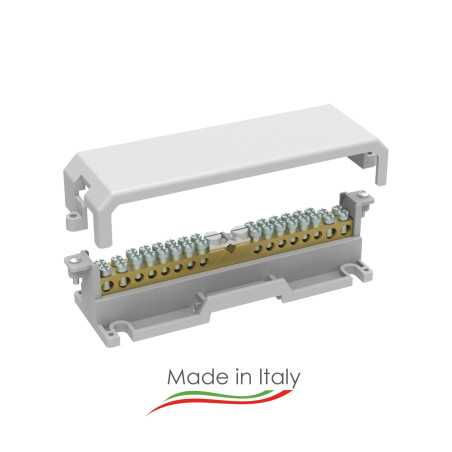 Arnocanali TP2309 Bornier de terre pour connexions équipotentielles avec couvercle, avec tige en laiton de 17 trous, multicolore