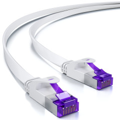 deleyCON 20m Câble Réseau Cat7 plat (Cat 7 avec 10 Gbit/s) Gigabit LAN - RJ45 Ethernet Câble Patch Installation plat - pour Inte