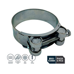 DOJA INDUSTRIAL | Collier à Tourillon | Collier de Serrage Haute Pression | Diamètre 60-63 mm | Lot 5 | Fixation Solide | Utilis