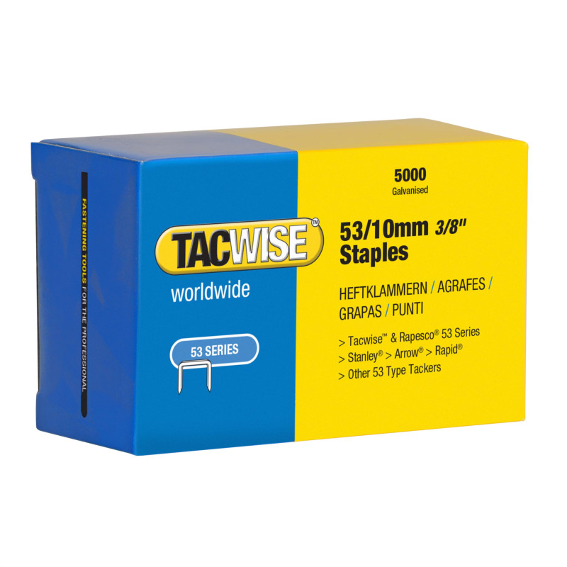 Tacwise 0431 Agrafes Galvanisées de Type 53 / 10 mm, Lot de 5000 Tacwise 0431 Agrafes Galvanisées de Type 53 / 10 mm, Lot de 5000