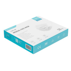 EUROPAPA® 50x Medizinisch Type IIR Norm EN 14683 TÜV CE zertifizierte Mundschutzmasken OP Masken 3-lagig Mundschutz Gesichtsmask