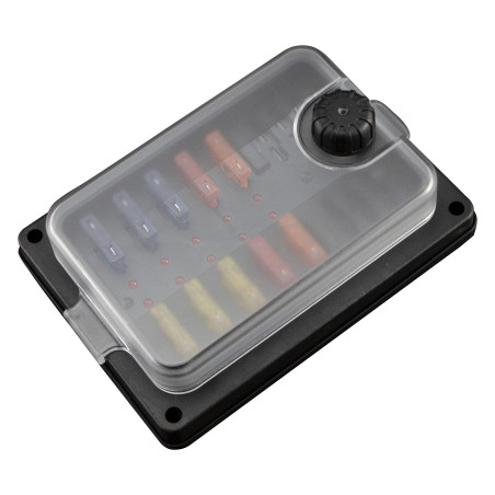 FanPaYY Boîte à Fusibles 10 Voies étanche, 12V Porte Fusible avec Bus Négatif avec 12 Voyants Couvercle de Protection, Voiture B