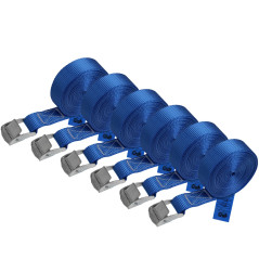 Sangle à Griffe Sangle d'arrimage Sangle de Fixation - Bleu - 1m 2,5m 4m 6m - Charge maximale 250 kg DIN en 12195-2, 6 pièces 2.
