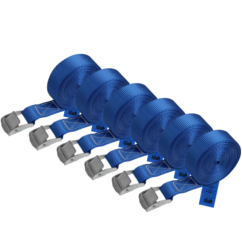 Sangle à Griffe Sangle d'arrimage Sangle de Fixation - Bleu - 1m 2,5m 4m 6m - Charge maximale 250 kg DIN en 12195-2, 6 pièces 2. Sangle à Griffe Sangle d'arrimage Sangle de Fixation - Bleu - 1m 2,5m 4m 6m - Charge maximale 250 kg DIN en 12195-2, 6 pièces 2.