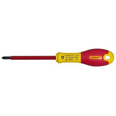 STANLEY 1-65-418 Tournevis Électricien Pozidriv Isolé 1000V Pz 1X100Mm Gamme FATMAX - Fabriqués En France - Lame En Acier - Sabl