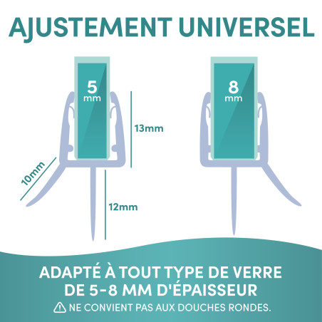 Engelbach® Joint de porte de douche 90cm - Profil d'étanchéité en caoutchouc extra-épais pour verre 5-8 mm, étanchéité optimale,