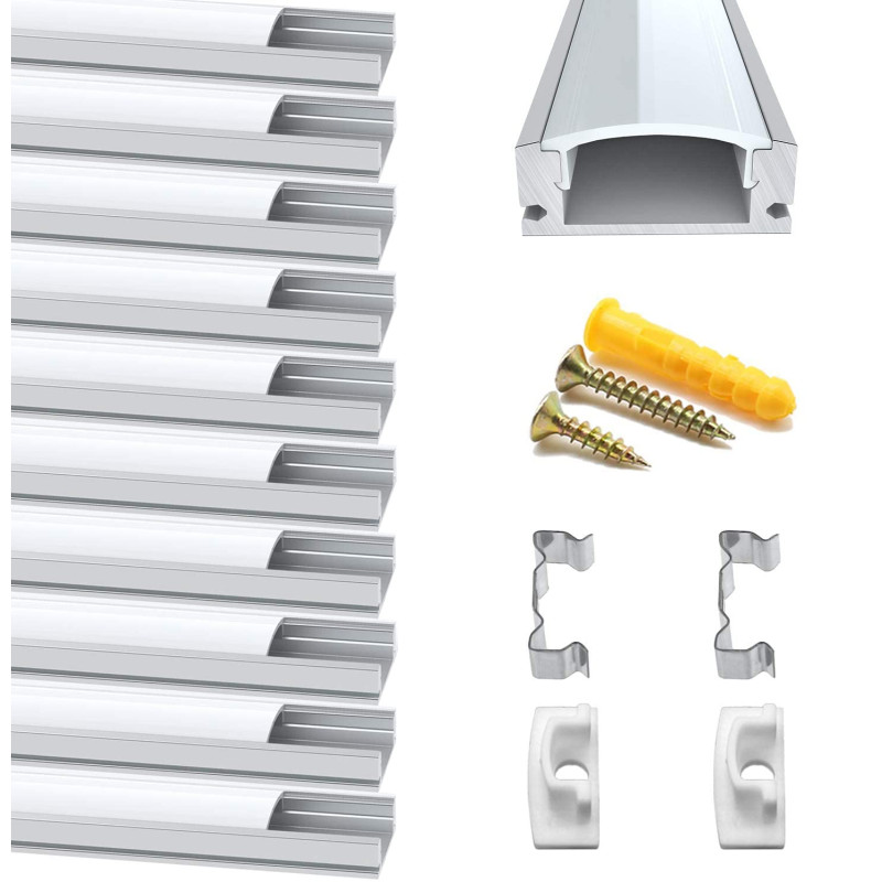 Chesbung Profilé Aluminium LED - 10x0.5mètre Aluminium Profilé u-forme pour Bandes à LED, Compact Finition Professionnelle avec Chesbung Profilé Aluminium LED - 10x0.5mètre Aluminium Profilé u-forme pour Bandes à LED, Compact Finition Professionnelle avec